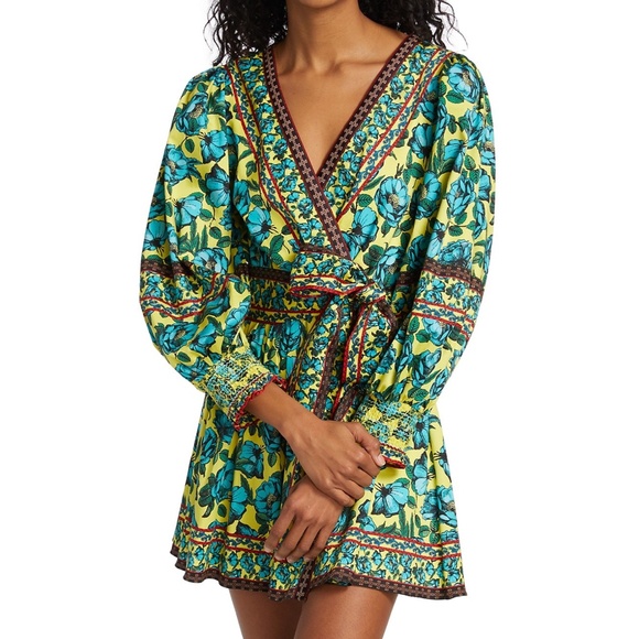 NWT $395 Alice + Olivia Simona Printed Mini Wrap Dress in size 2! - Picture 4 of 7